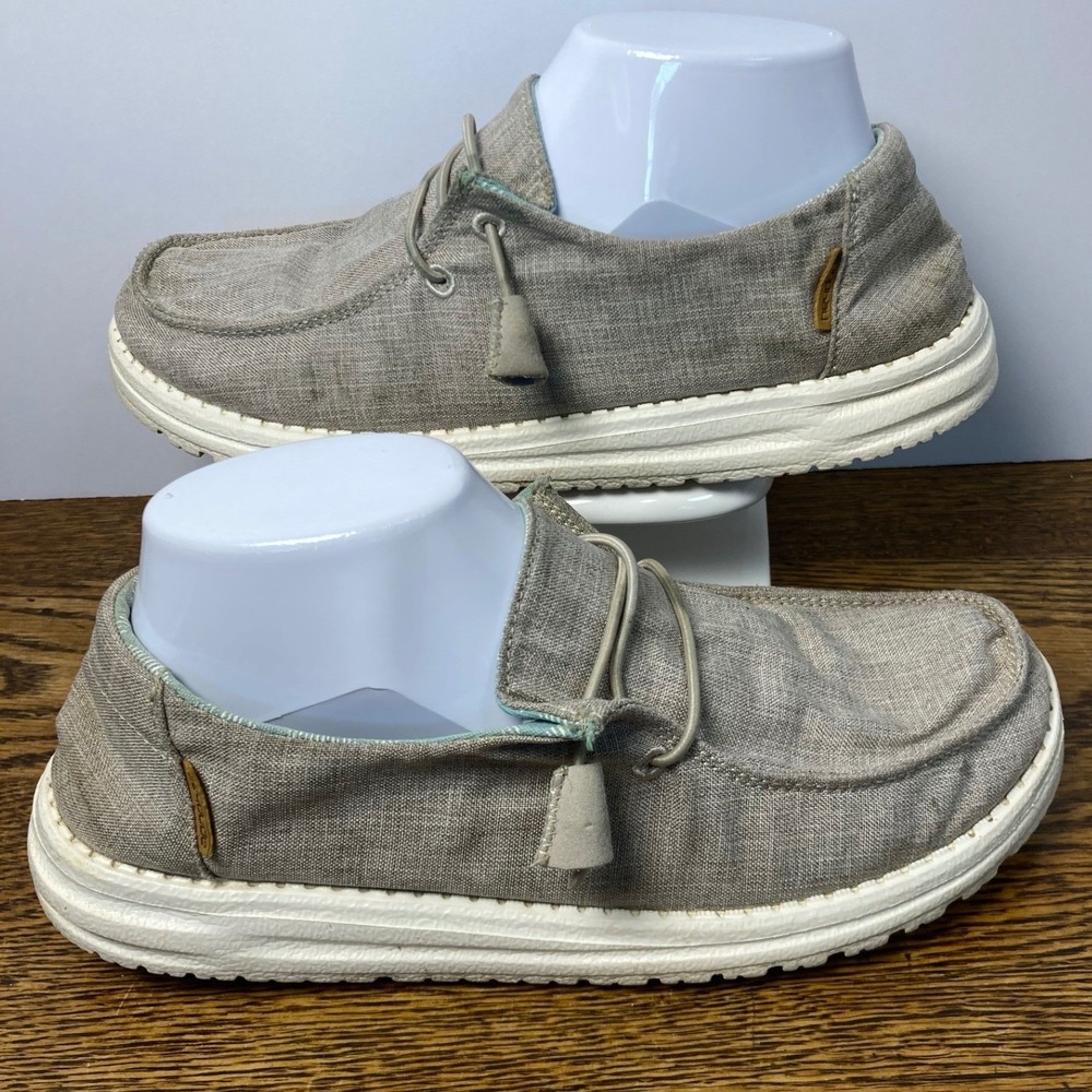 Hey Dude Wendy Chambray Beige Slip On Loafers Shoes Womens 8 121410522